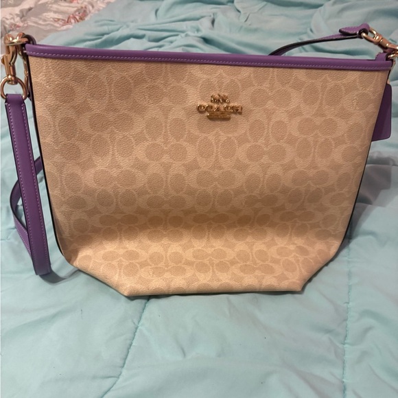 Coach Handbags - Coach Tan and Purple Crossbody Bag